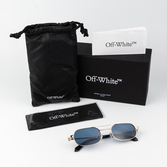 Off-White VAIDEN Men Sunglasses Gold Blue Oval OERI123 VAIDEN 7645 NEW AUTHENTIC - Picture 11 of 15